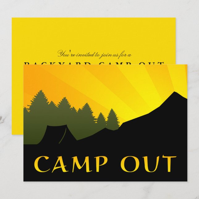Invitación Escena de puesta de sol de Camp Out (Anverso / Reverso)