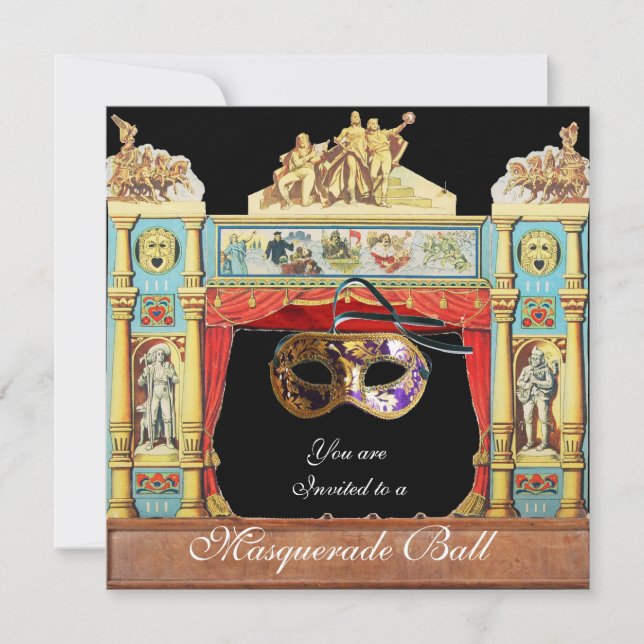 INVITACIÓN ESCENA DE TEATRO DE MÁSCARAS DE BALLERA MASQUERADE (Anverso)