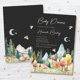 Invitación Escena del bosque nocturno de animales Woodland Ba