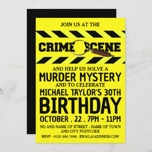 Invitación Escena del crimen, fiesta de cumpleaños del mister