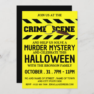 Invitación Escena del crimen, fiesta de Halloween de misterio