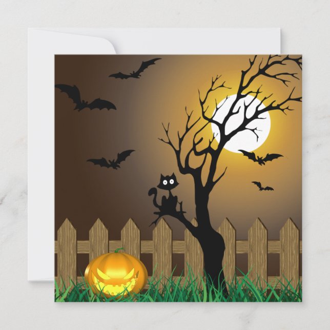 Invitación Escena del jardín de Halloween con miedo (Anverso)