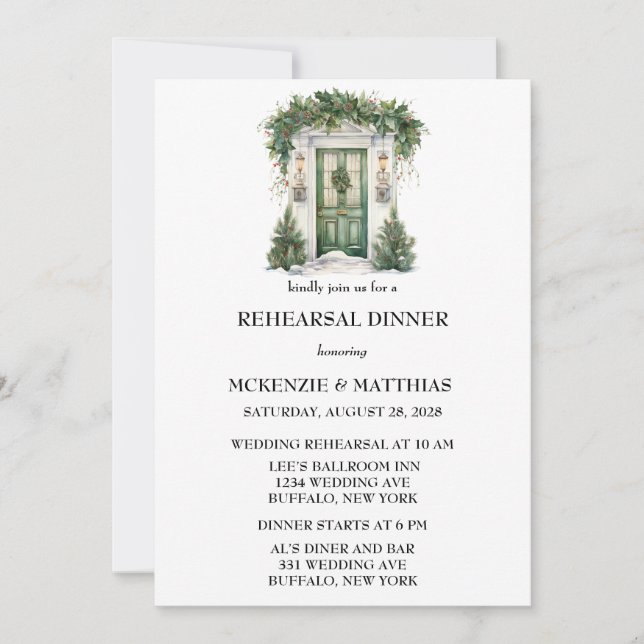 Invitación Escena elegante de la puerta de la iglesia Cena de (Anverso)