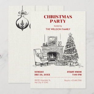 Invitación Escena interior acogedora de Navidad