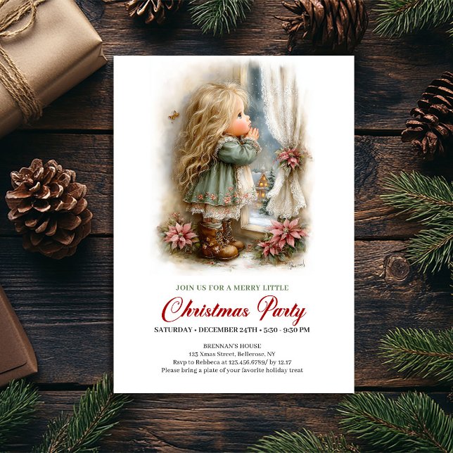 Invitación Escena Navideña Encantadora Chica Acogedora Navida (Delightful Holiday Scene Girl Cozy Christmas Invite

)