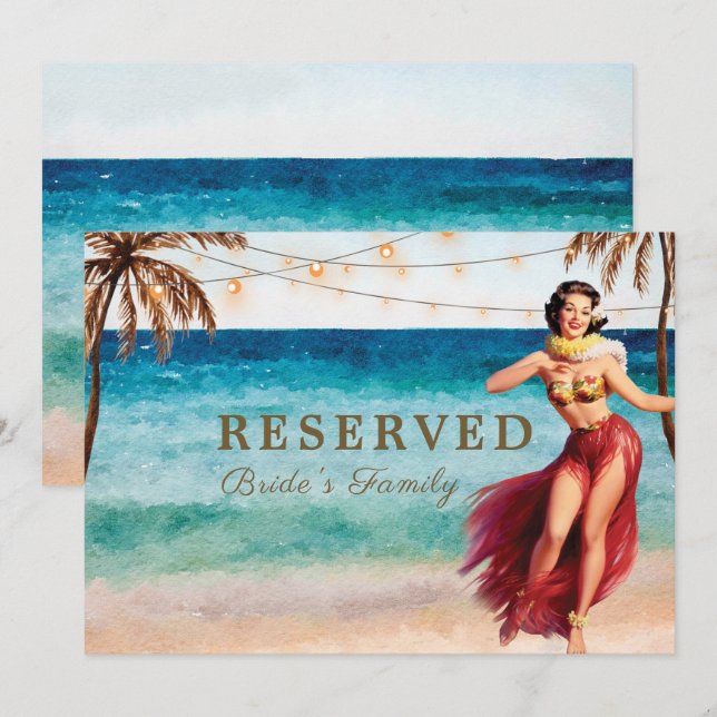Invitación escena tropical de la playa reservada signo editab (Anverso / Reverso)