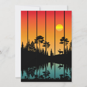 Invitación Escenario de amanecer forestal de puesta de sol vi
