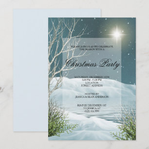 Invitación Escenario de noche llena de nieve Fiesta de Navida