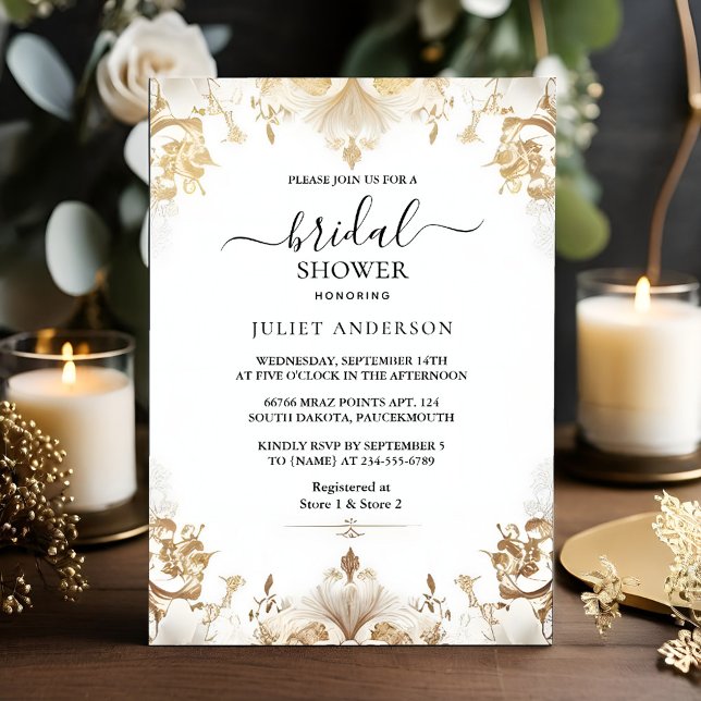 Invitación Escenario Formal Simple Classic Blank Bridal Showe (Subido por el creador)