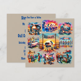 Invitación Escenas de Cocina de Cowboy Occidental BBQ 1 Perso