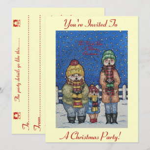 Invitación escenas de nieve de cantantes de villancicos graci