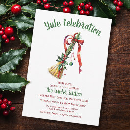 Invitación Escoba de Bruja de Solsticio de Invierno de Yule A