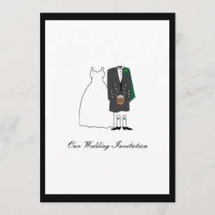 Invitación escocesa de la boda de la falda