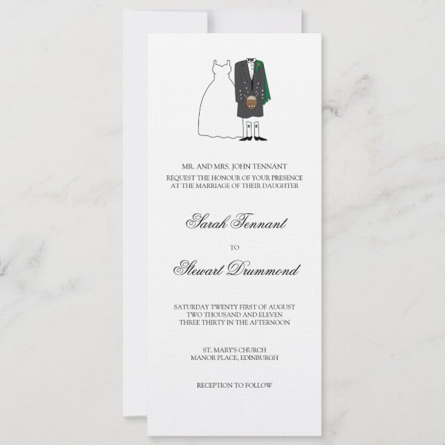 Invitación escocesa de la boda de novia y del (Anverso)