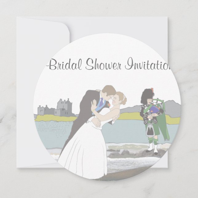 Invitación Escocia, Boda celta, ducha nupcial (Anverso)