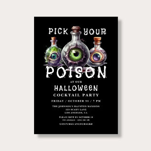 Invitación Escoja su Fiesta de cócteles envenenados Halloween