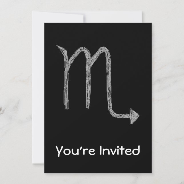 Invitación Escorpión. Rótulo de la astrología del zodiaco. (Anverso)