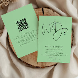 Invitación Escribimos código QR Celadon Green Boda