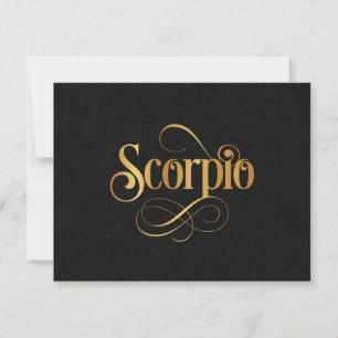 Invitación Escribir rápidamente el Rótulo Zodiac Scorpio Gold