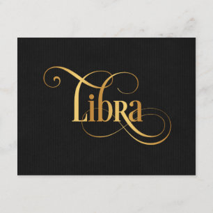 Invitación Escribir rápidamente Zodiac Rótulo Libra Gold en n