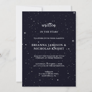 Invitación Escrito en el Boda de fotografía de las estrellas