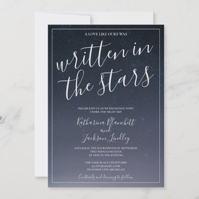Invitación Escrito en el Boda ultradelgado de las estrellas (Anverso)