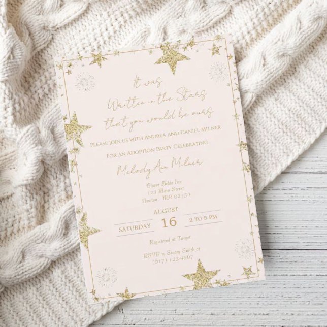 Invitación Escrito en la ducha de adopción de las estrellas (Subido por el creador)