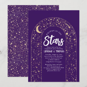 Invitación Escrito en la fiesta de compromiso celeste de Star