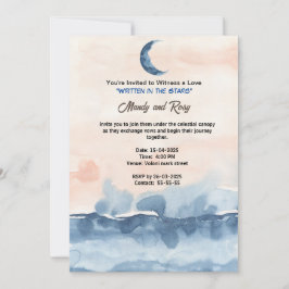 Invitación Escrito en las estrellas marina azul de medianoche