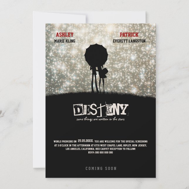 Invitación Escrito en las estrellas -Poster de cine- Invitaci (Anverso)