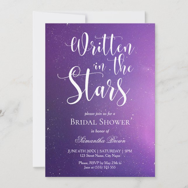 Invitación Escrito en Stars Bridal Shower (Anverso)