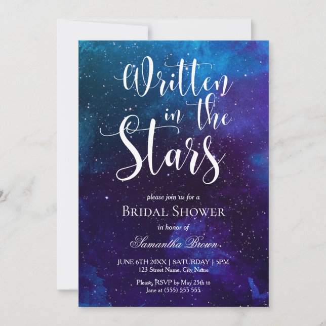 Invitación Escrito en Stars Bridal Shower (Anverso)