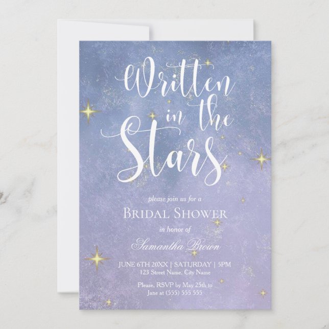 Invitación Escrito en Stars Bridal Shower (Anverso)
