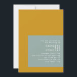 Invitación Escritor geométrico Texto Boda de sabios para most<br><div class="desc">Invitación a la boda de la Mustard Mustard Sage de la máquina de escribir geométrica con los detalles del sitio web de RSVP.</div>