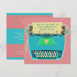 Invitación Escritora Cute Retro Fiesta personalizado moderno