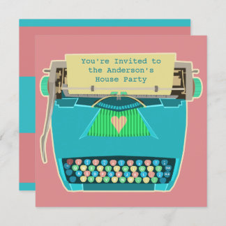 Invitación Escritora Cute Retro Fiesta personalizado moderno