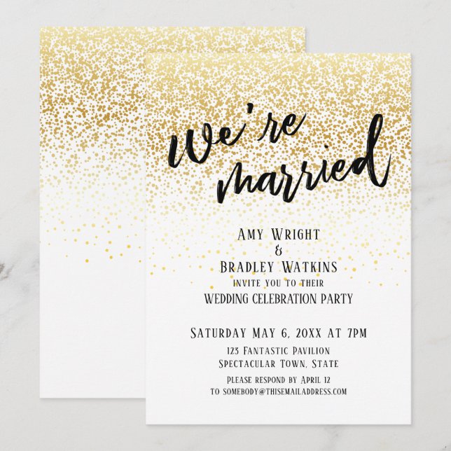 Invitación Escritura a mano informal Estamos casados con el o (Anverso / Reverso)