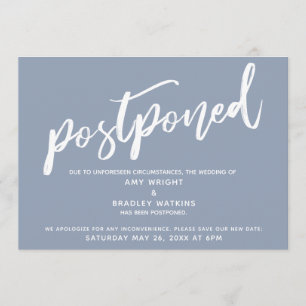 Invitación Escritura a mano moderna en Boda pospuesto Dusty B