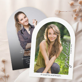 Invitación Escritura a mano moderna Foto de graduación con ar