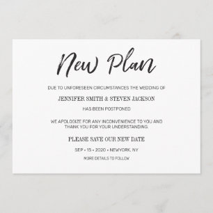 Invitación Escritura a mano "Nuevo plan" Boda pospuesto