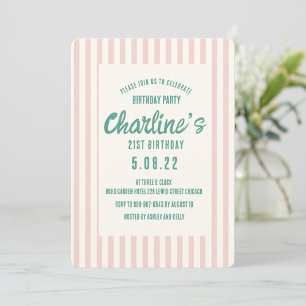 Invitación Escritura A Mano Pastel Retro 21er Fiesta De Cumpl