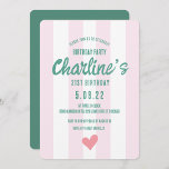 Invitación Escritura a mano rayada rosada retro Wavy 21º cump<br><div class="desc">Escritura a mano rayada rosada retro Wavy 21º cumpleaños</div>