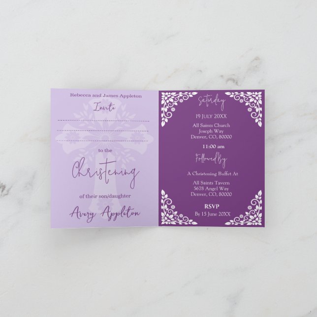 Invitación (escritura) Baptismo de la cruz floral  (Interior)