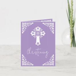 Invitación (escritura) Baptismo Floral Lilac