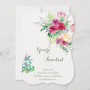 Invitación Escritura cristiana Boda floral romántico