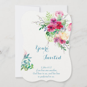 Invitación Escritura cristiana Boda romántico floral