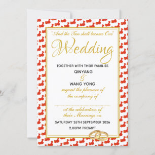 Invitación Escritura cristiana CHINA Matrimonio personalizado
