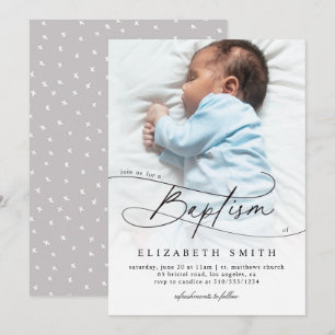 Invitación Escritura De Bautismo Elegante Personalizado Relig