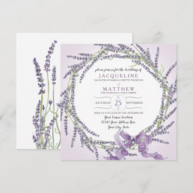 Invitación Escritura de la acuarela n de la guirnalda de la (Anverso / Reverso)