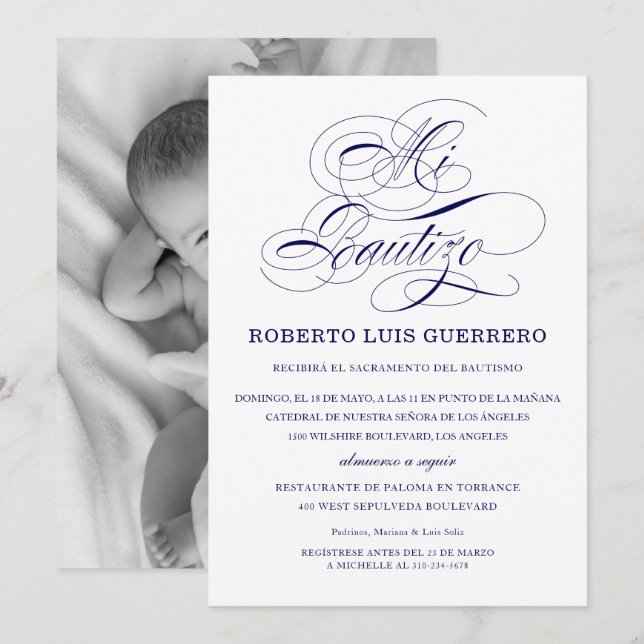 Invitación Escritura de mi Bautizo en la Marina Española (Anverso / Reverso)